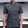 thumbnail image 2 of facefd Chef Jacket Short Sleeve Cooking Clothes Simple Short Sleeve Chef Jacket Chef Coat for Restaurant Gray 4XL, 2 of 8