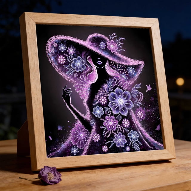 Elegant Lady Rhinestone Art Kit, Diy Diamond Painting With Numbered Canvas, for Home Wall Decor, C