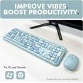thumbnail image 2 of Cute Keyboard and Mouse Combo - Transform Your Space with a Colorful Blue Wireless Keyboard and Mouse Retro Set (110 Keys and 18 Shortcuts), 2 of 5