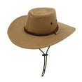 thumbnail image 2 of Fewfanhot Western Cowboy Hat for Men Women, Braided Rope Decor Wide Brim Hat with Adjustable Chin Strap Breathable Outdoor Hat for Hiking Travel Party Gift, 2 of 3