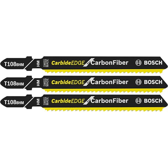 Bosch 3-5/8 Inch 12 Tpi Carbide Edge For Carbon Fiber T-Shank Jig Saw Blades 3 Piece