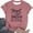 Pink, variant on Boho Tops For Women Letter Print Short Sleeve Stylish Comfortable Apparel Ladies Casual Blouse,Black,L