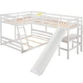 thumbnail image 6 of Leadzm Twin over Full Bunk Bed with Twin Size Loft Bed with Desk and Slide,Full-Length Guardrail, White, 6 of 9
