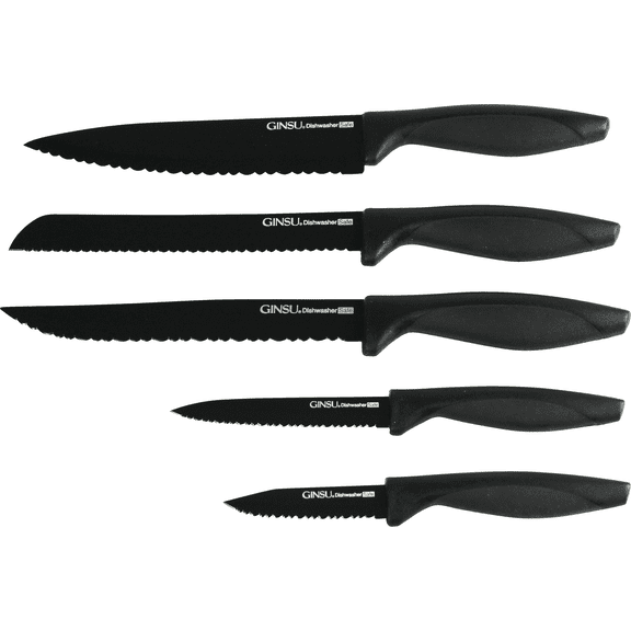 Ginsu 5-Piece Dishwasher Safe Daku Series Kitchen Knife Set, Never Needs Sharpening