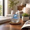 thumbnail image 4 of Artisanal Blue Ringed Glassware Octopus Stemless Wine Glass Handcrafted Borosilicate Nautical Tabletop Bar Decor Gift Set,Gifts for friends, family, and coworkers(G), 4 of 7