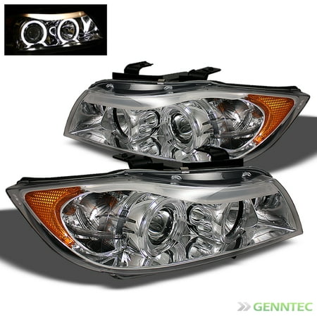 For 2006-2008 BMW E90 3-Series 4 Door Twin Halo Projector Headlights Pair (Best Halo Lights For Bmw)