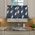 thumbnail image 2 of Yayeee Kitchen Curtains Tier Pair Light Filtering 27"x24" Rod Pocket Short Cafe Window Panel, Rocket Pattern, 2 of 7