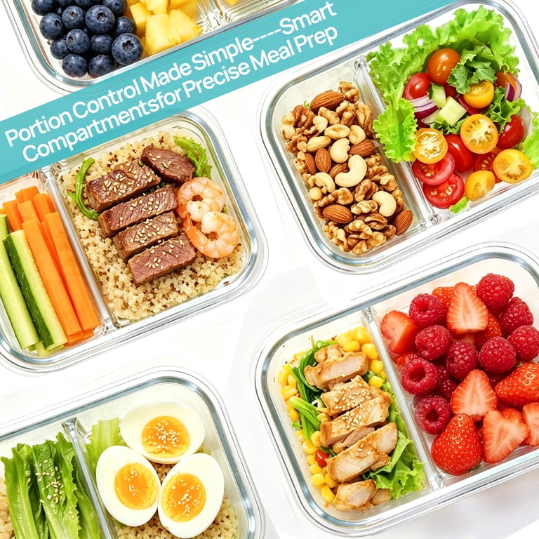 Sindcom 5-Pack 33oz Glass Meal Prep Containers 2-Compartment photo 3