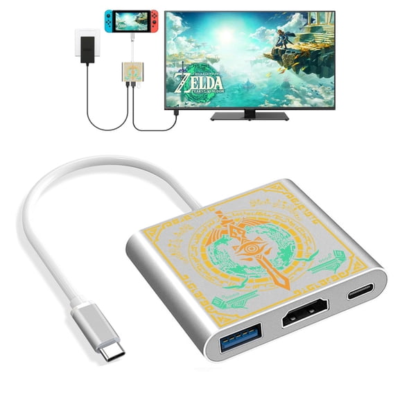 Aiaabq Switch Docking Station for Nintendo SwitchPortable Switch Dock with HDMI TV USB 3.0 Port and USB C for with Nintendo Switch OLED/Steam Deck/MacBook and More Type C Adapter