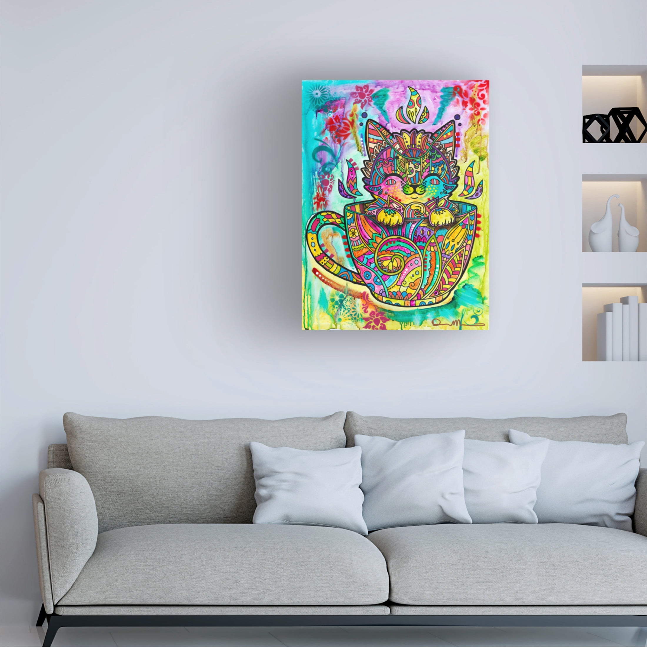 Canvas Wall Art - Dean Russo 'Kitten in a Mug' Wall Art for Living Room, Bedroom, or Office Décor by Trademark Fine Art - 14 x 19 Inches