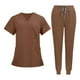thumbnail image 2 of Conjunto de Uniforme para Enfermería, Trajes de Trabajo de Enfermería, Pantalones Superiores de Enfermera, Ropa de Trabajo Cómoda para Peluquero de Ma Marrón, 2 of 8