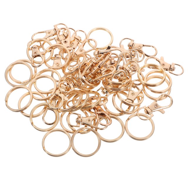 60 piezas de llaveros de metal con hebilla para bolso, accesorios para llaveros DIY, hebilla de aleación de zinc (dorada)