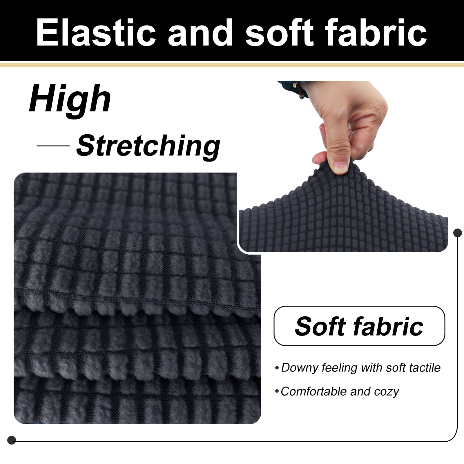 U-NICE HOME 4 Pieces Oversized Stretch Couch Cover Sofa Cover Washable Sofa Slipcover With Individual Seat Cushion for 3 Cushion Couch Sofa Pet Friendly, Dark Grey