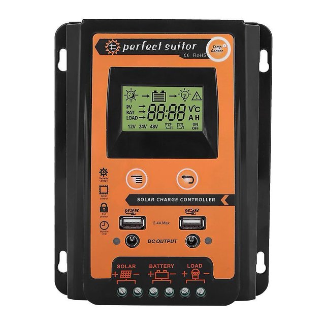 Contrôleur de Charge Solaire 30 Ampères MPT Régulateur Solaire Pv Double Sortie Usb 12v 24v