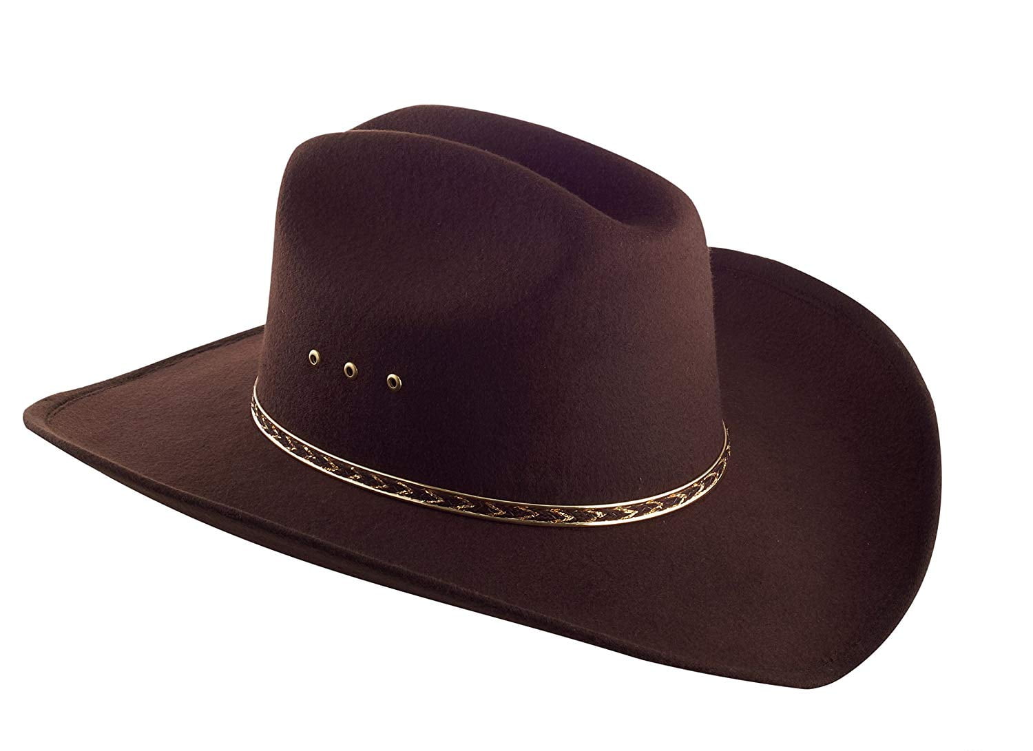 Elastic NEW Brown Faux Felt Cowboy Hat Adult or Kids 