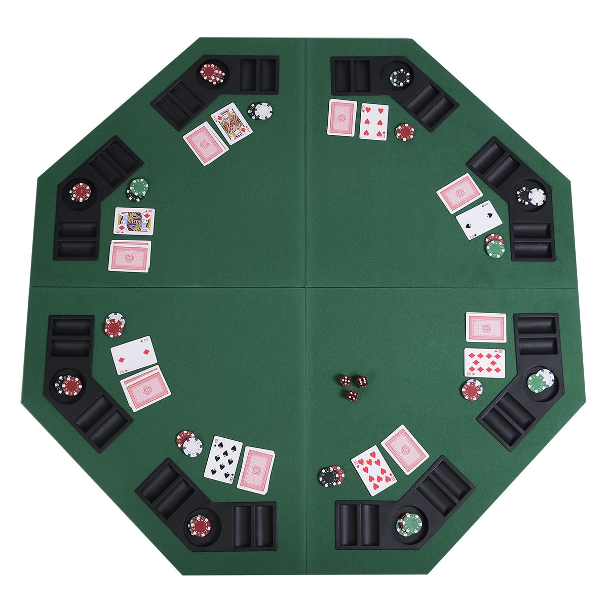 48" Green Octagon 8 Player Fold Folding Poker Table Top Carrying Case - Walmart.com