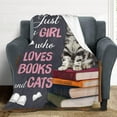 thumbnail image 4 of Just A Girl Who Loves Books and Cats Blanket Cute Cats Decor Throw Blanket Gifts for Girls Super Warm Soft Plush Lightweight Fleece Flannel Blanket Winter Bedding Blanket for Kids Adults Women 40"x50", 4 of 6