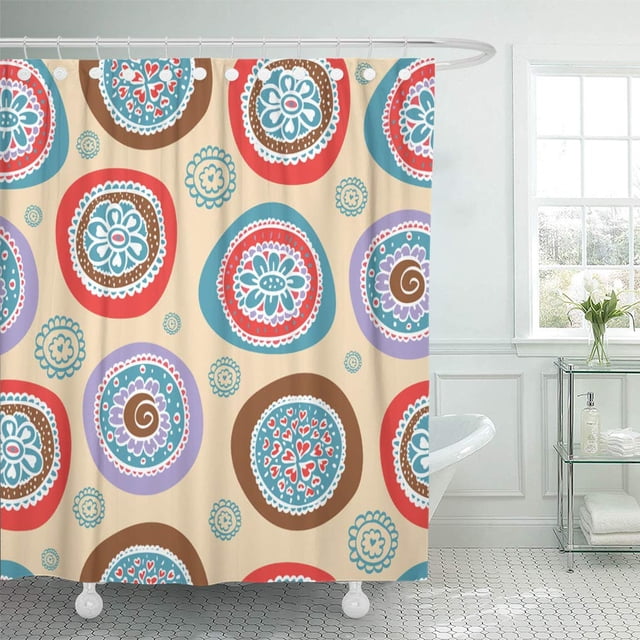 ABPHQTO Textil Flores Patrón sin costuras Fondo de arte abstracto vintage Hermosa belleza Cortina de ducha 160x180 cm