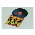 thumbnail image 1 of 70s Party Cutting Board, Vinyl Record Cover with Disco Party Illustration Dancers Music Art Print, Decorative Tempered Glass Cutting and Serving Board, Small Size, Orange Yellow White, by Ambesonne, 1 of 1