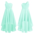 thumbnail image 5 of Mufeng Kids Girls Shiny Rhinestones Junior Bridesmaid Dress One Shoulder Chiffon Wedding Birthday Party Dresses Mint Green 8, 5 of 6