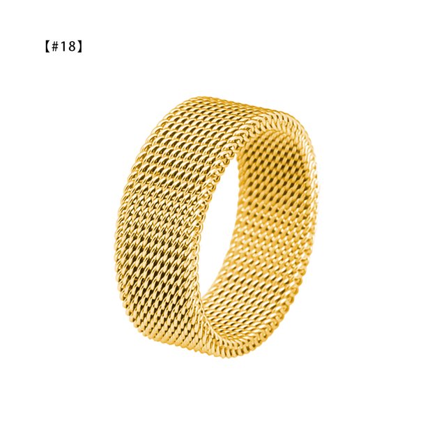 Sonducket Anillo Unisex Acero Anillo Mujer Hombre Malla Anillo Universal Múltiples Tamaño Mano Pareja Joyería, Blanco, Talla 17 Ropa, zapatos y accesorios Miscelánea Oro 18#