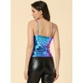 thumbnail image 4 of Camiseta sin mangas brillante Allegra K Azul S, 4 of 5