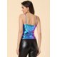 thumbnail image 4 of Camiseta sin mangas brillante Allegra K Azul S, 4 of 5
