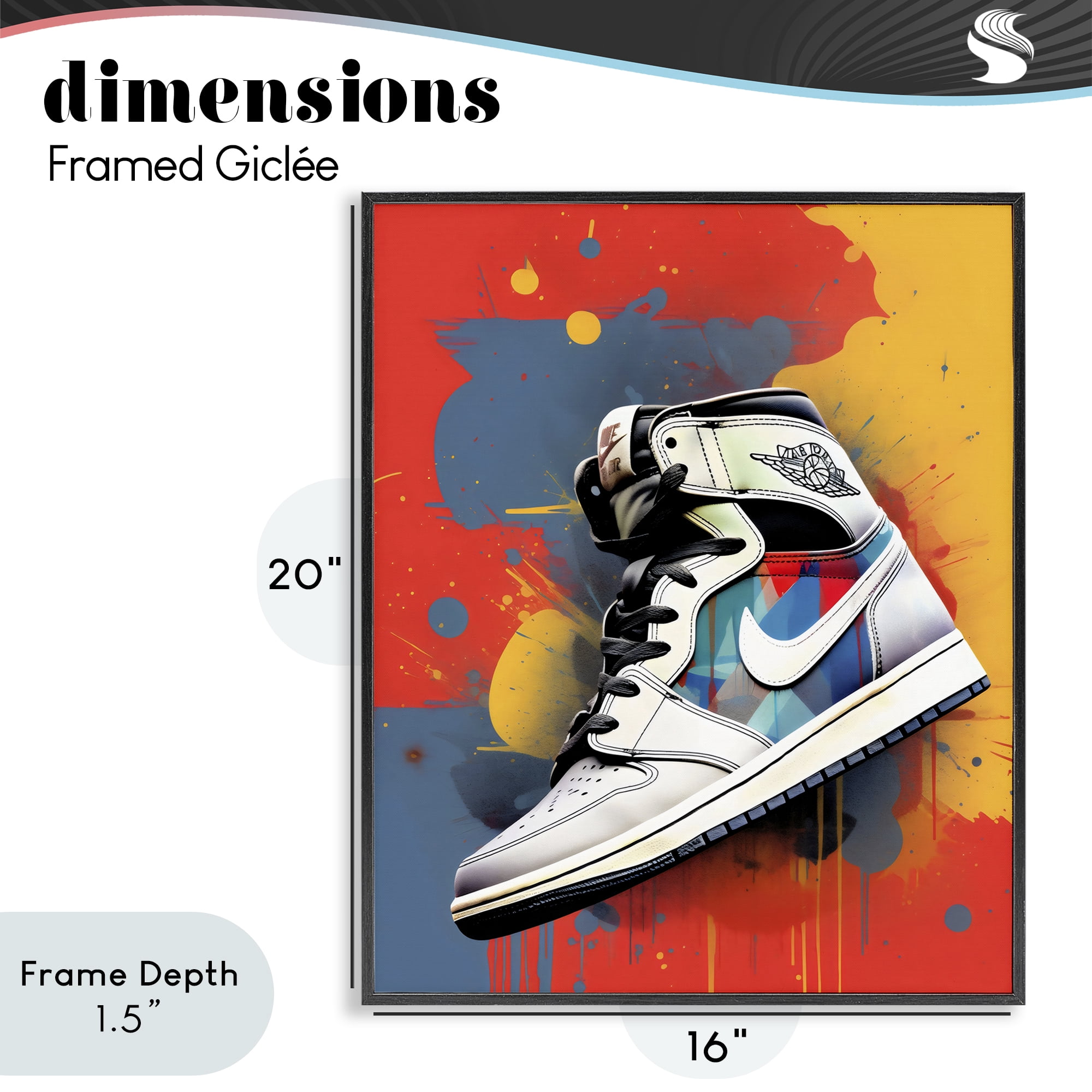 Stupell Industries Shoe With Colorblock Background Black Framed Giclee Art, design by Creative Studio
