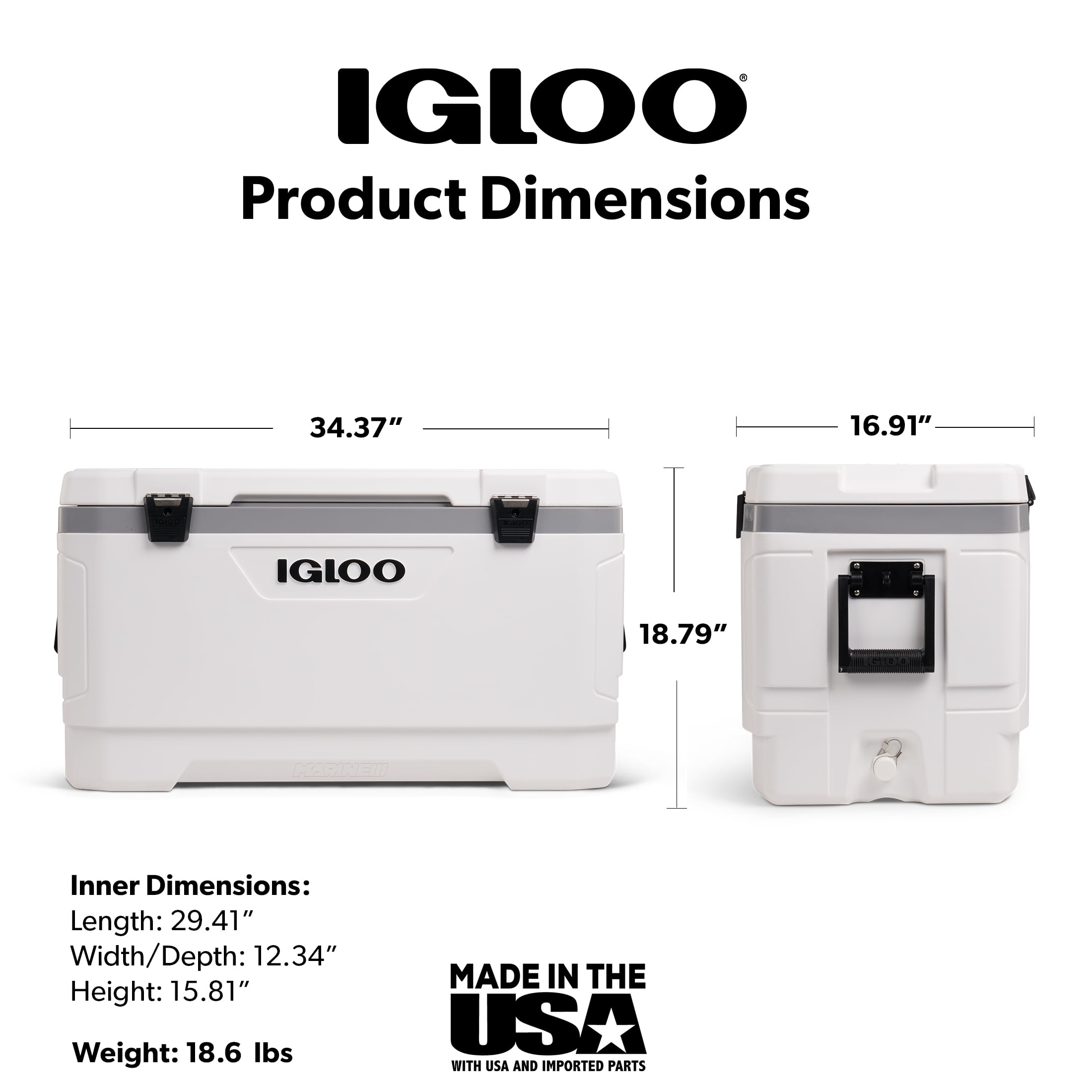 Igloo 100 QT Latitude Marine Ultra Hard-Sided Cooler, White and Moonscape Gray