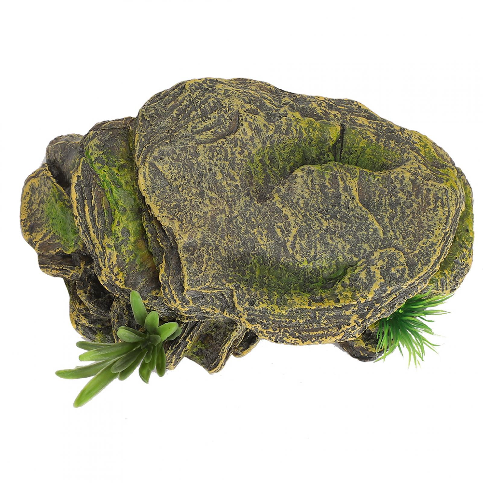 BIMZUC Turtle Reptile Habitat Hiding Cave Vivid Safe Shelter for Aquarium Fish Tank, 6.3 in / 16 cm
