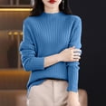 thumbnail image 2 of ManxiVoo Women's Ribbed Knit Turtleneck Sweater Long Sleeve Pullover Basic Top for Fall 2025 Versatile Layering Piece XL Size Blue, 2 of 7