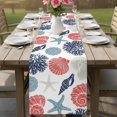 thumbnail image 4 of Red Blue Coastal Table Runner 70 Inches, Starfish Shell Coral Summer Beach Ocean Bed Runner Dresser Scarves Tabletop for Indoor Outdoor Parties/Ceremony/Banquet, 13" x 70", 4 of 9