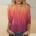 thumbnail image 2 of KPOPLK Womens Tops 3/4 Length Sleeve T Shirts Dressy Casual Button Down Blouses Spring Fall Clothes(M,b209-Hot Pink), 2 of 5