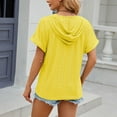 thumbnail image 3 of New Solid Color Button Hooded Short Sleeve T-Shirt - Loose Fit, Casual, 3 of 6