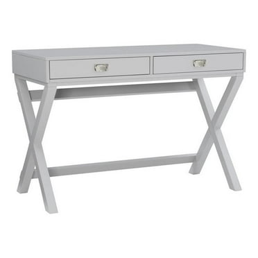 Pemberly Row Contemporary Two Drawer Wood Writing Desk in Gray