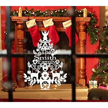 Decal ~ Christmas Decal ~ Custom Name, Christmas Tree, Wall or Window Decal 20