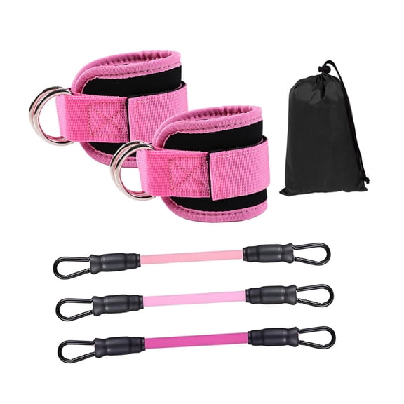 Pitycbo 3 Pieces Ankle Resistance Bands Set Home Gym Workout Resistance Bands with Cuffs Pink