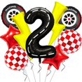thumbnail image 1 of Coche de carreras de dibujos animados de UNITSED para decoración de fiesta con rayo, 1 of 7