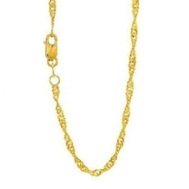 JewelStop 10k Solid Yellow Gold 1.7 mm Singapore Rope Sparkle Chain Necklace, Lobster Claw -20 Inches, 2.8gr.