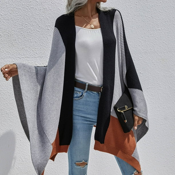 Cárdigan de punto holgado para mujer, chaqueta, suéter, talla grande, a cuadros