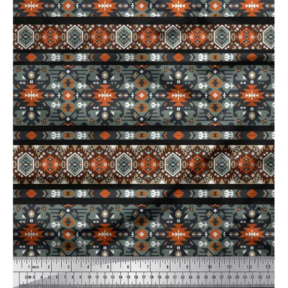 Soimoi Cotton Duck Fabric Aztec Southwestern Print Fabric by Yard 42 Inch Wide
