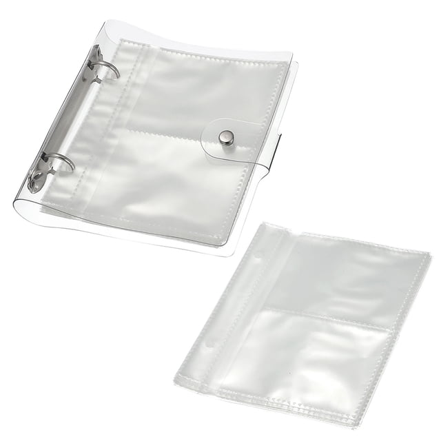 Álbum de fotos mini de 200 bolsillos Uxcell con 50 páginas de 2.5x3.5" recargable de doble cara con 2 mangas, claro