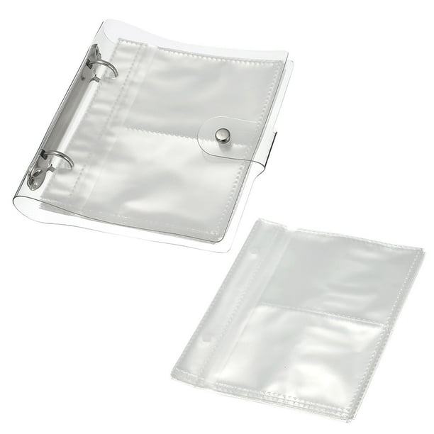 Álbum de fotos mini de 200 bolsillos Uxcell con 50 páginas de 2.5x3.5" recargable de doble cara con 2 mangas, claro