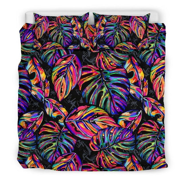 Juego de Funda Nórdica Hojas de Palma - Color Neón
