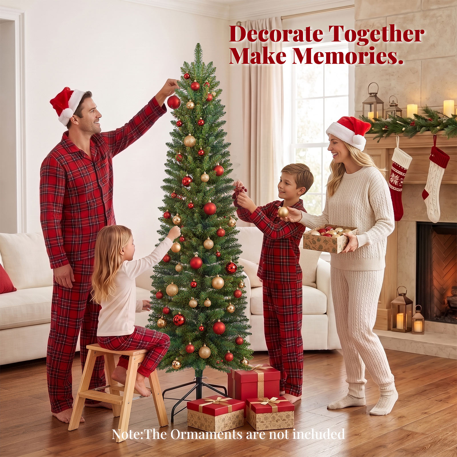 Goosiay 6ft Pre-Lit Pencil Christmas Tree with Remote Control photo 4