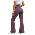 thumbnail image 5 of ThriftyPlait High Rise Flare Yoga Pants for Women Stretchy Crossover Waistband Flattering Bootcut Leggings Soft Workout Lounge Trousers for Gym, 5 of 7