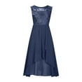 thumbnail image 2 of Gubotare Wedding Guest Dresses for Women Women's Floral Lace Chiffon Short Sleeve Dress Party Swing A-line Dress,Blue S, 2 of 4