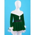 thumbnail image 3 of MSemis Kids Girls Christmas Santa Costume Shiny Sequins Leotard Dance Dress Green 12, 3 of 7