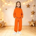 thumbnail image 3 of Ticikt Kids Solid Hooded Sweatshirt Outfit, Half‑High Neck Pullover Hoodie & Drawstring Jogger Pants 2‑Piece Tracksuit Set for Boys Girls,Orange,Size:8-9 Years, 3 of 4
