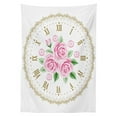 thumbnail image 3 of Ambesonne Shabby Flora Tablecloth Rectangular Table Cover, Vintage Clock Roses, 60"x90", Dark Khaki Pale Pink, 3 of 4